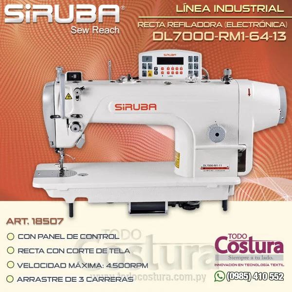 RECTA REFILADORA ELECTRONICA (CORTA Y COSE) SIRUBA DL7000-RM1-64-13 (MOTOR INCORPORADO)